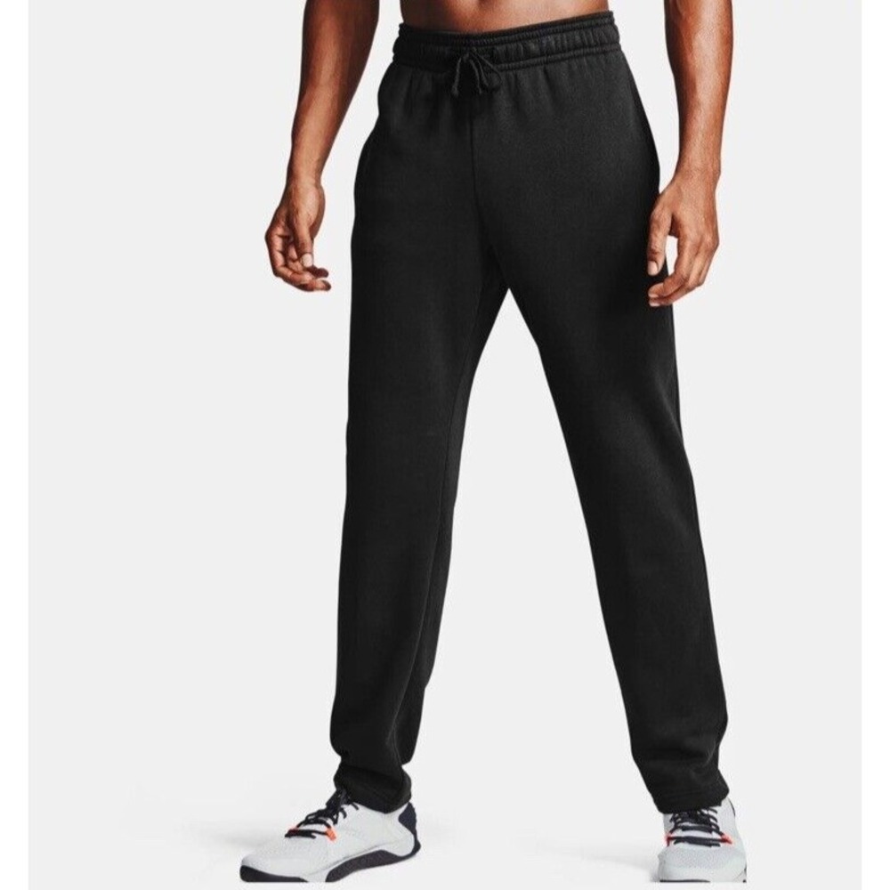Under Armour Mens Rival Fleece Sweatpant Pants Loose Logo 4XL Black NEW